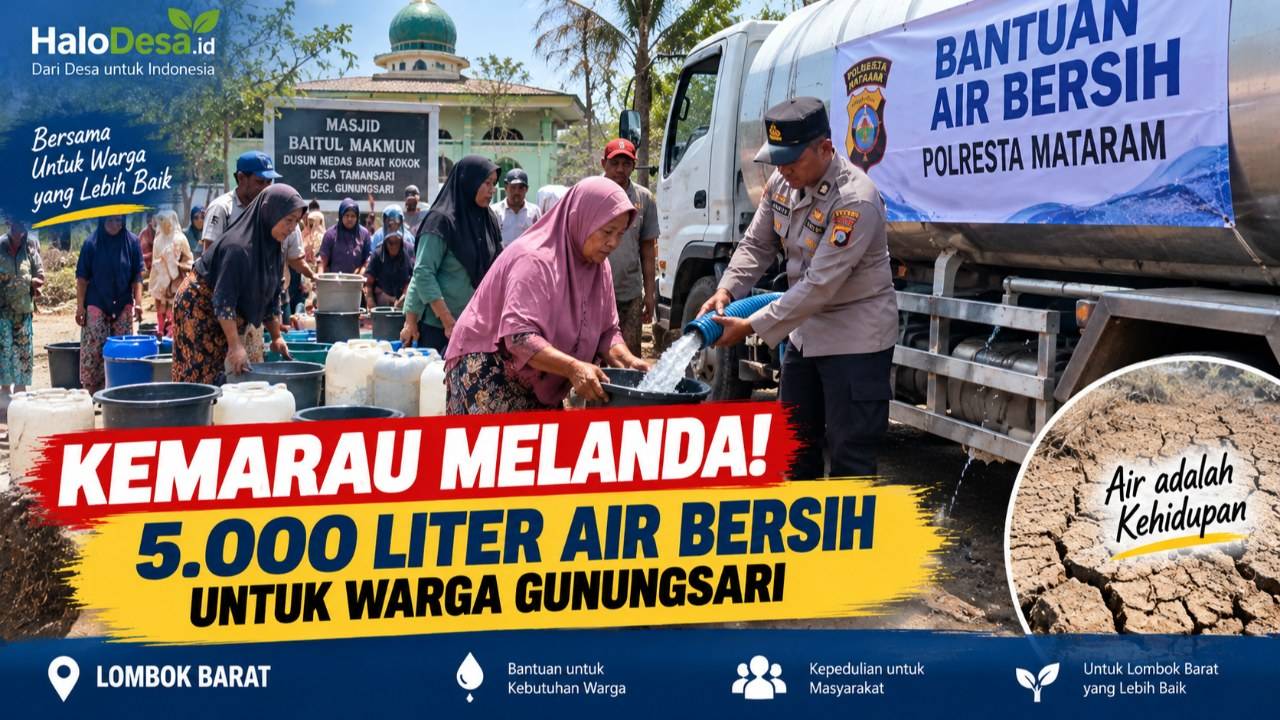 Gambar KEMARAU MULAI TERASA, WARGA GUNUNGSARI DAPAT BANTUAN 5.000 LITER AIR BERSIH