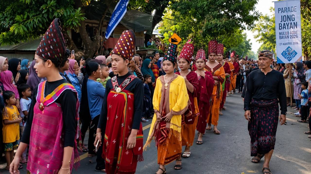 image RIBUAN WARGA TUMPAH RUAH DI PARADE JONG BAYAN 2026, MULUD ADAT BAYAN RESMI DIMULAI